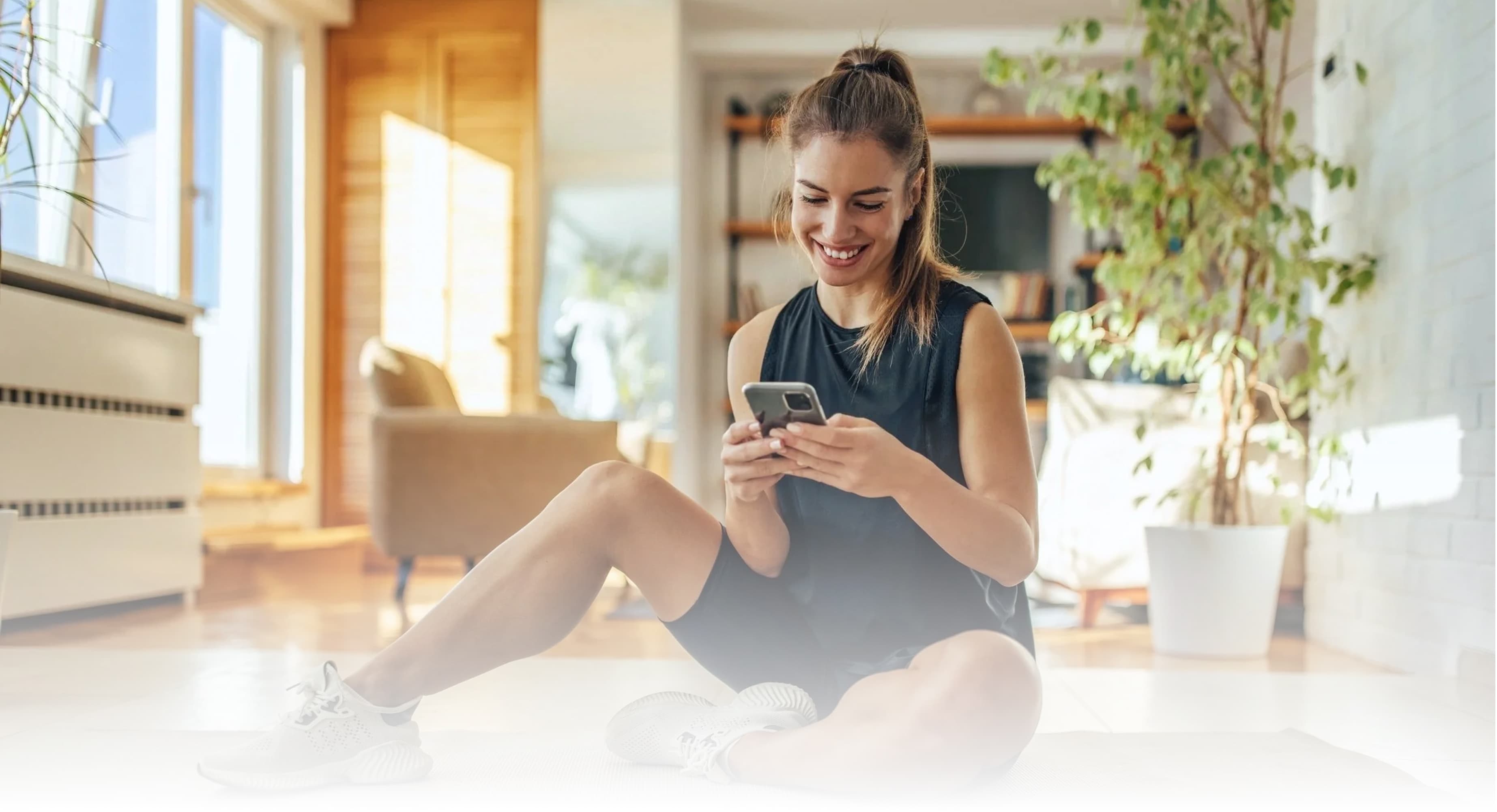 Woman using Gold Health app