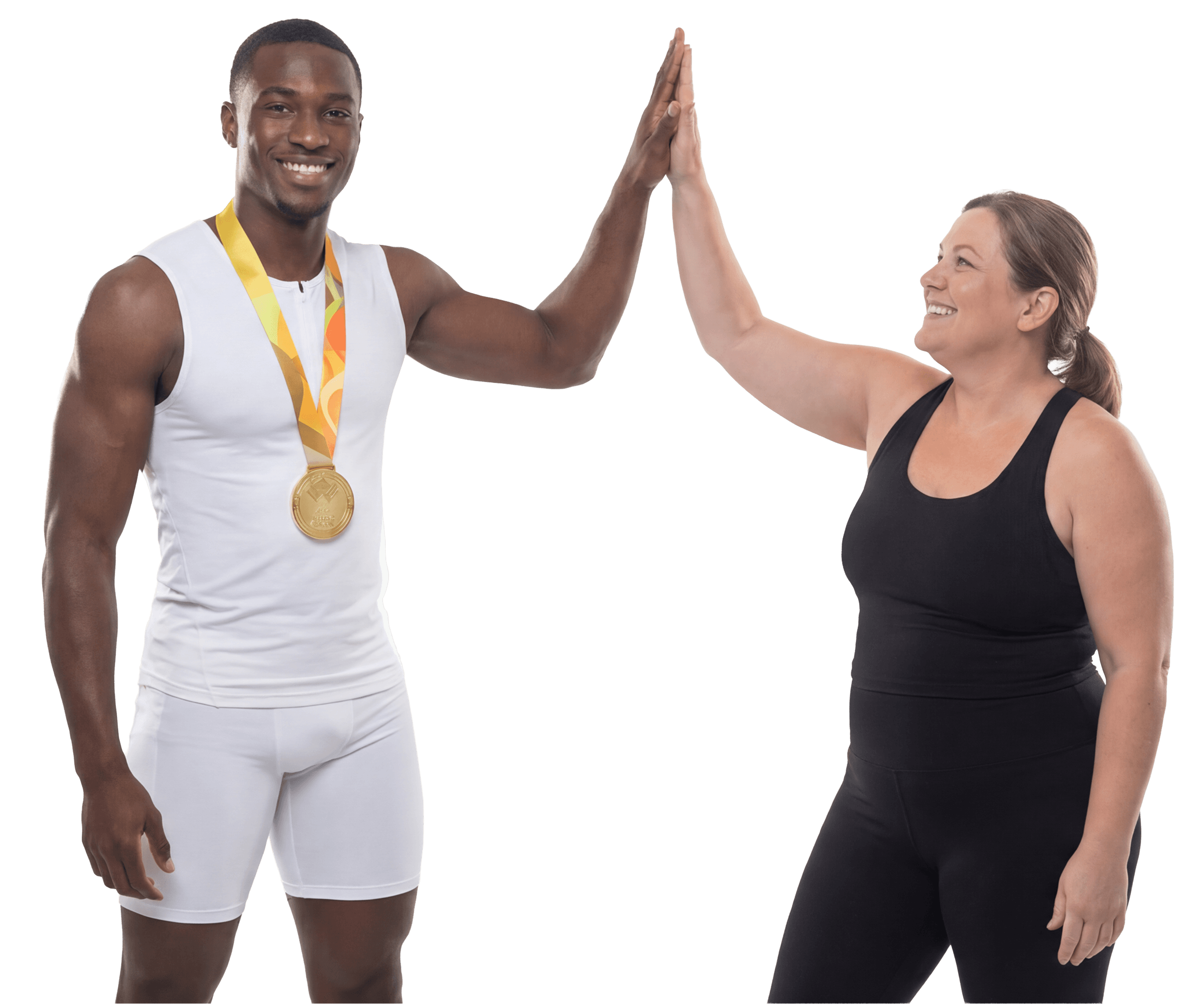Olympic athlete high-fiving with everyday person